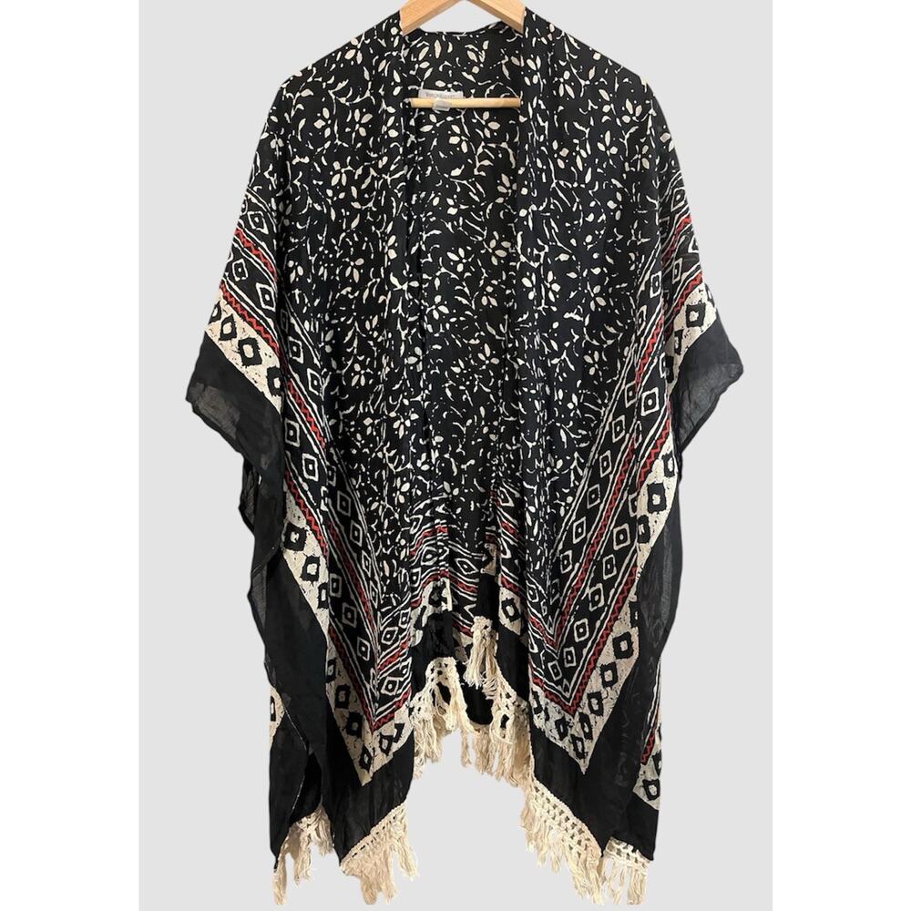 WORLD MARKET Kimono Women’s One Size Boho Fringe Trim Open Front Festival Tribal